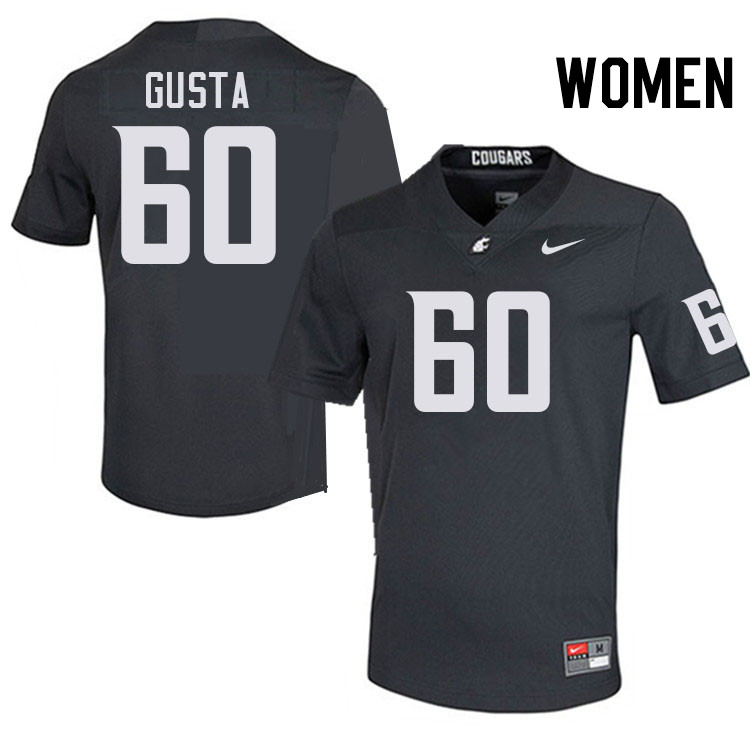 Women #60 David Gusta Washington State Cougars College Football Jerseys Stitched-Charcoal